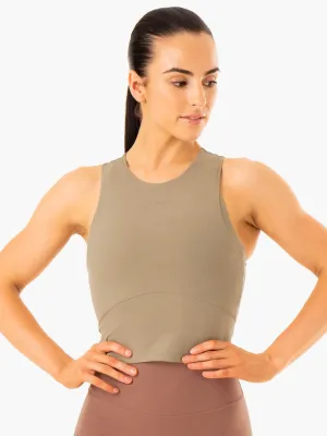Soft Cotton Blend NKD Refine Tank - Khaki