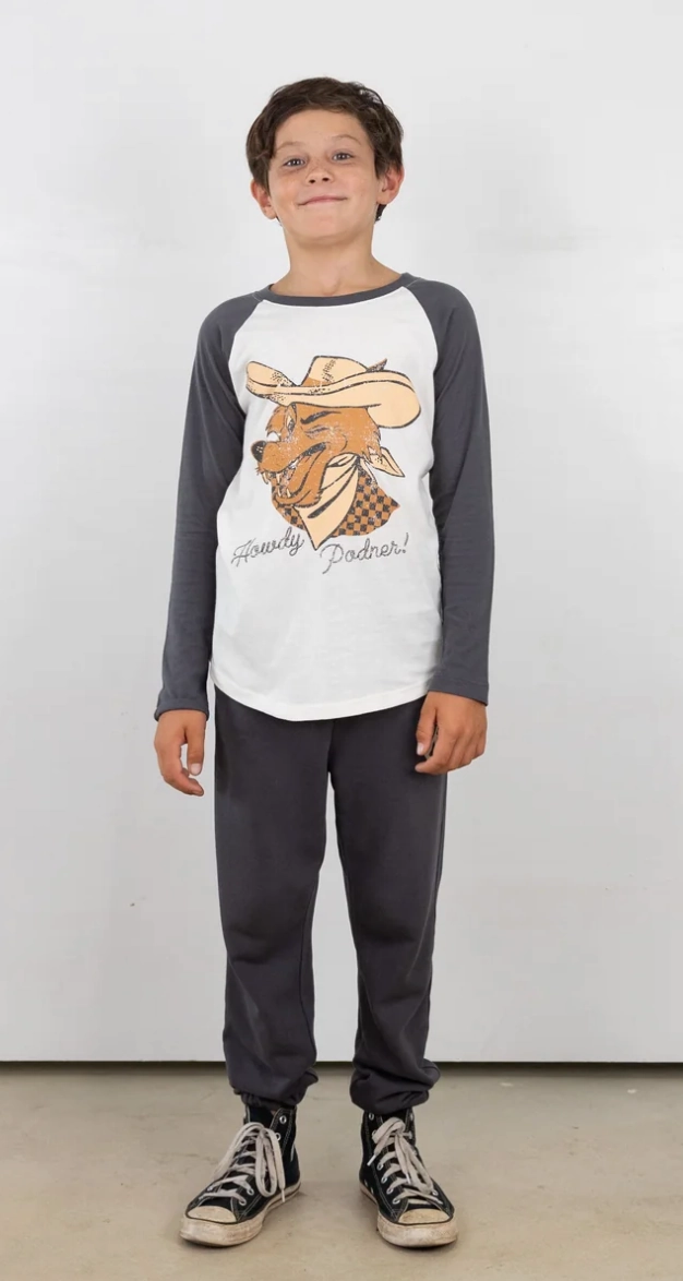 Low - heat dry Unlined Long Sleeve Raglan- Howdy Podner