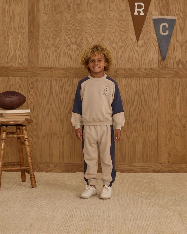 Paneled Sweatshirt | Stone nylon