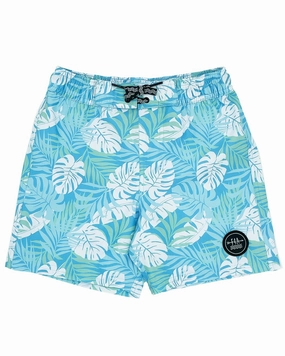 Camouflage wear for kids Summer Paradise Palm Board Short - Blue Grotto