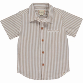 Skiing wear for children Beige White Stripe Woven Shirt