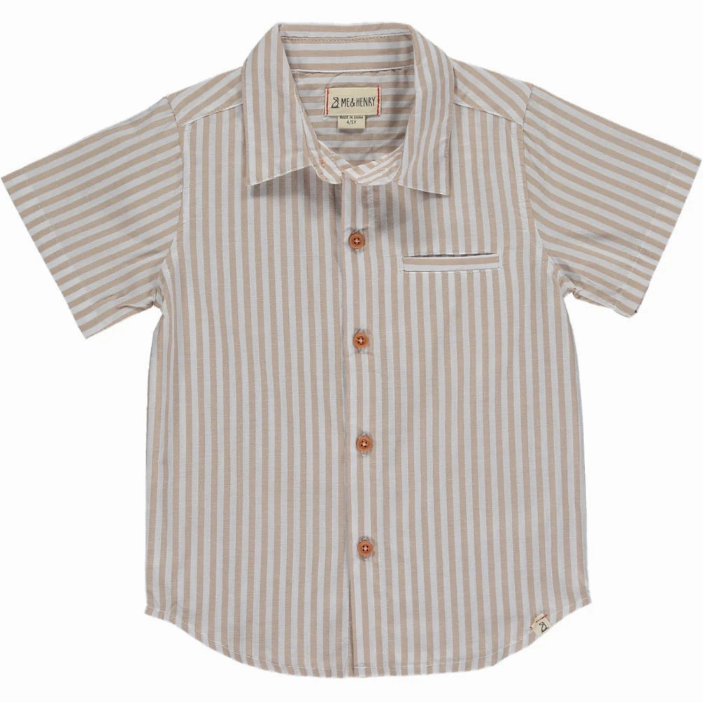 Lively Superhero outfits for kids Beige White Stripe Woven Shirt