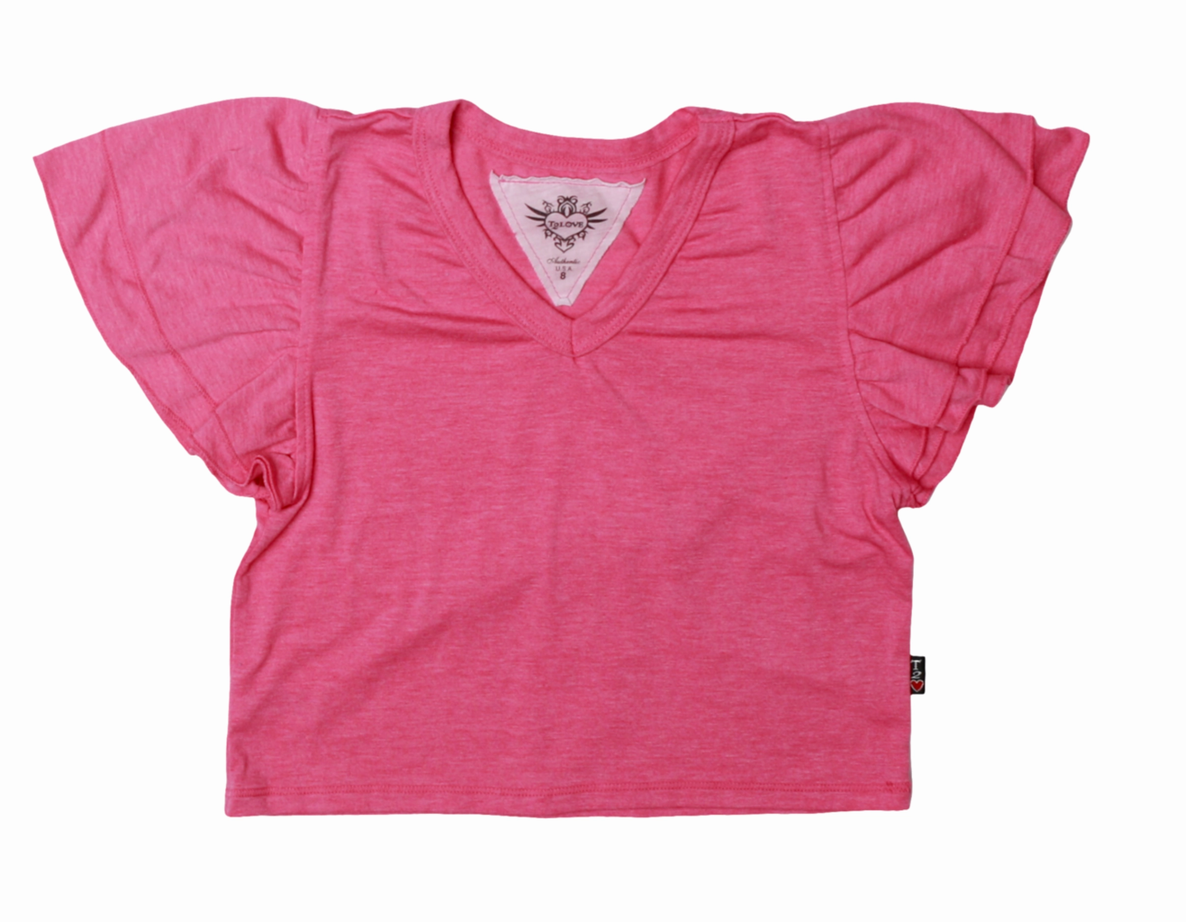 Silk like kids' wear Neon colored clothes for children Sleeve V Neck Top - Barbie Pink