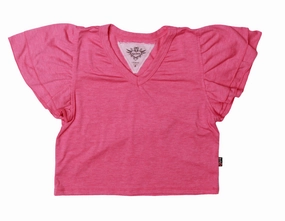 Sleeve V Neck Top - Barbie Pink Durable kids' clothing