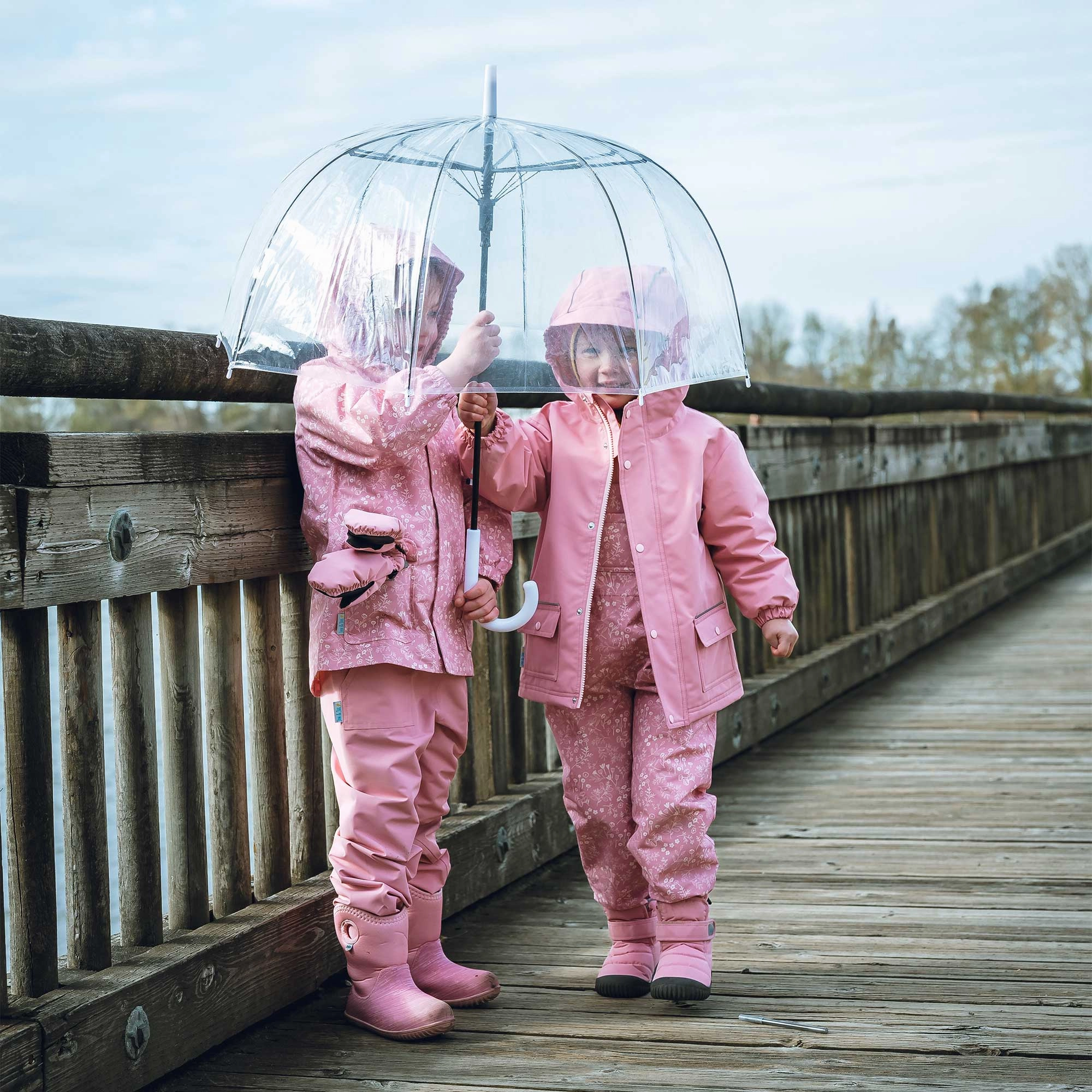 >Jan & Jul Kids Cozy-Dry Waterproof Rain Jacket - Dusty Pink Extra - small Upcycled