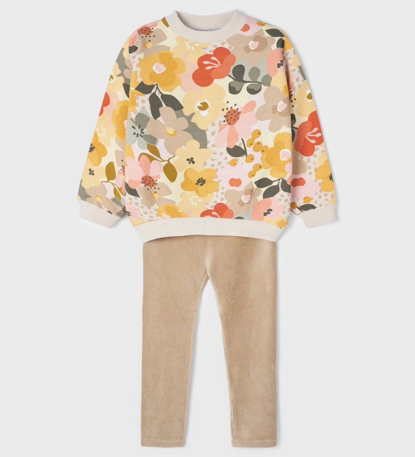 Sporty lined Mayoral 4773-011 Kids Girl ECOFRIENDS Corduroy Sweatshirt with Leggings Set