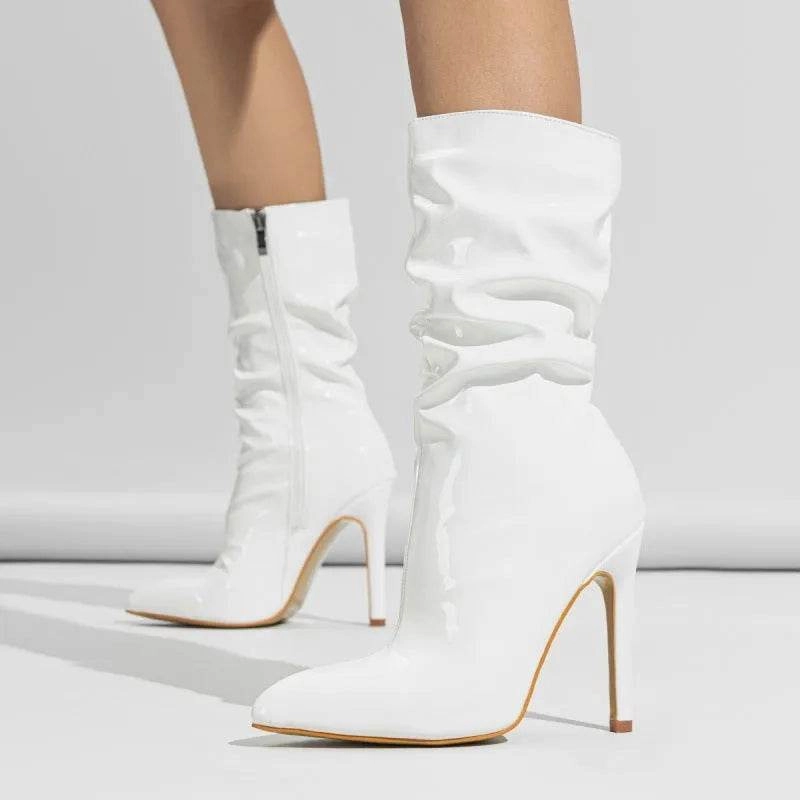 Snow Rugged Adventure Snow Trekking Gear Patent Leather High Heel Pointed Stiletto Heel Pile Style Boots