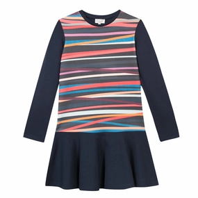 Classy Paul Smith Junior Kids Girl Rainbow Striped Dress