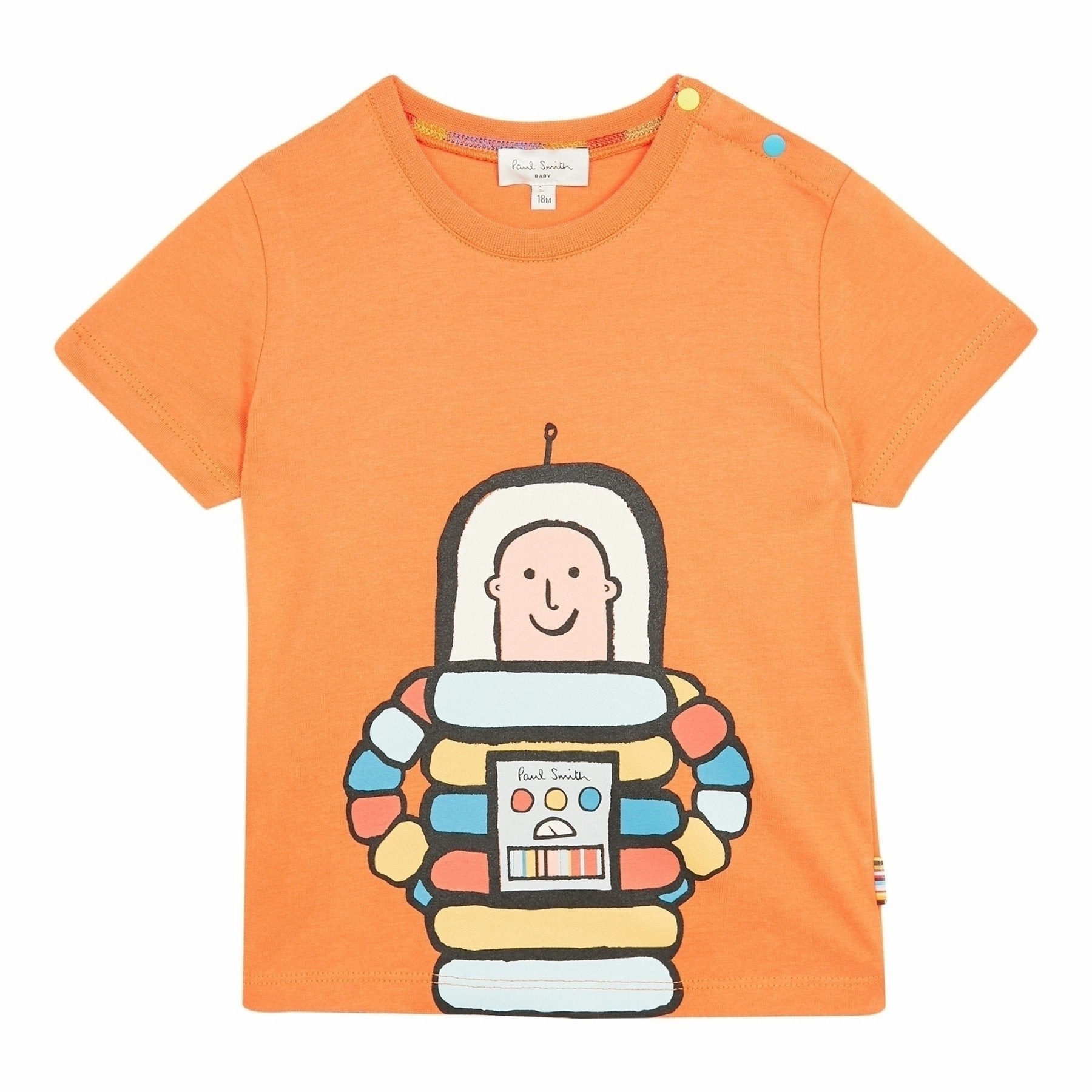 Paul Smith Junior Kids Rodrigue Astronaut Print T-Shirt in Sunset Orange timeless fade - resistant