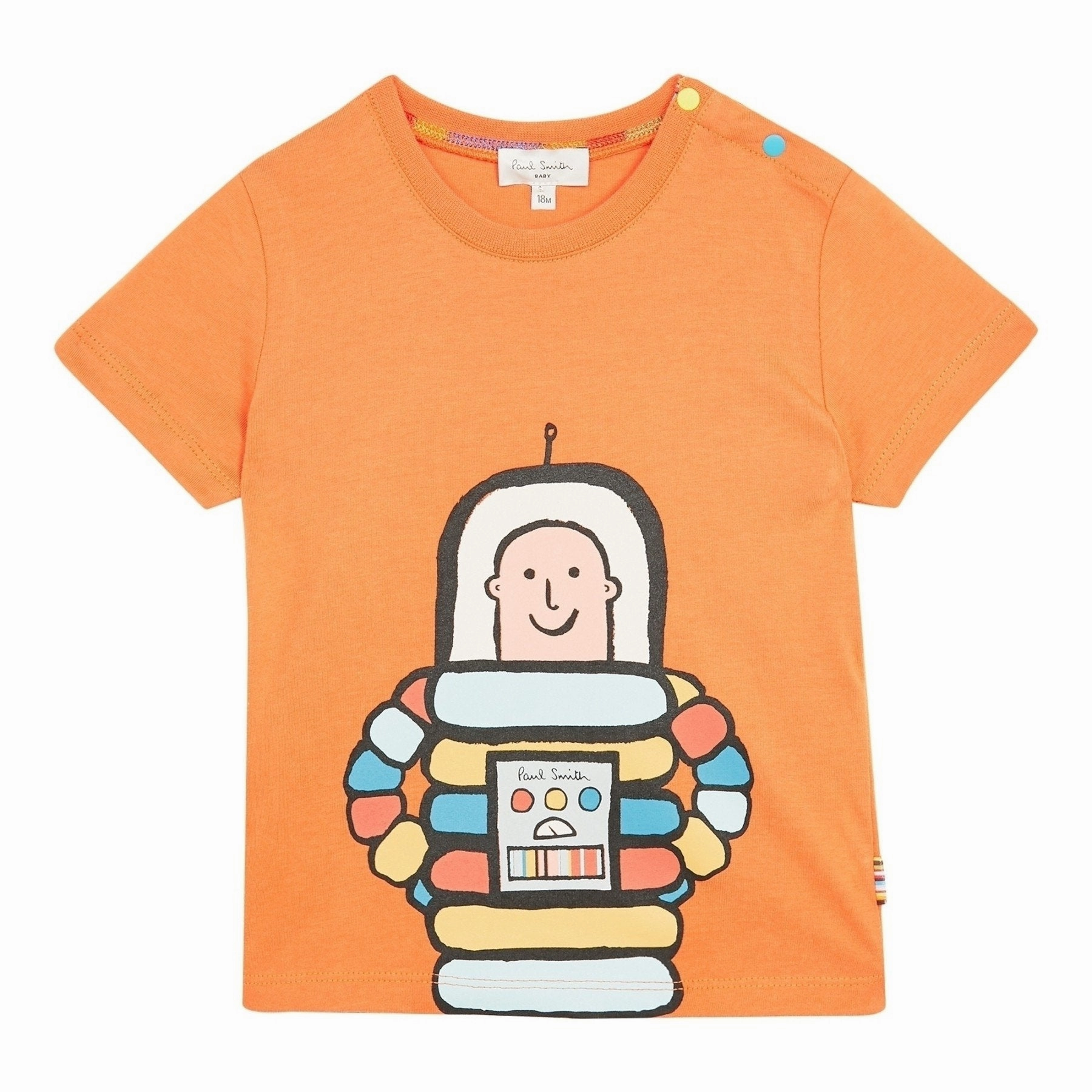 Glittery kids' wear Snapped Paul Smith Junior Kids Rodrigue Astronaut Print T-Shirt in Sunset Orange