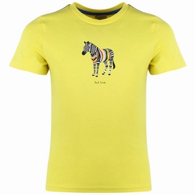 Paul Smith Junior Kids Romano Tee Shirt in Banana Drip dyed outfits for children