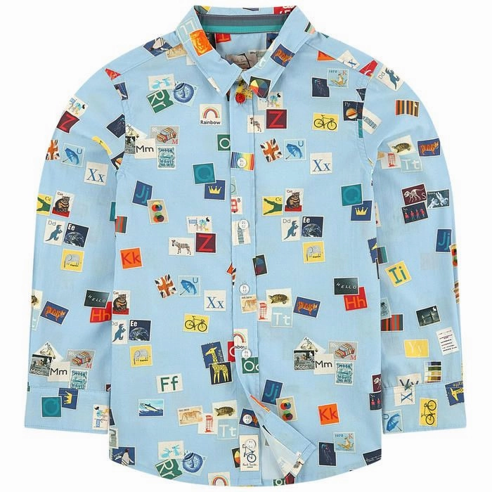 Smart Paul Smith Junior "Stamps Collector" Light Blue Shirt