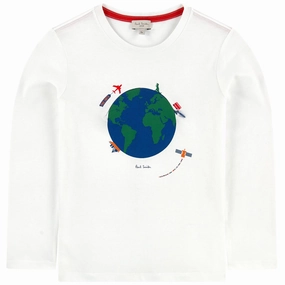 Paul Smith Kids Earth Tee Shirt in White Sleepwear for kids