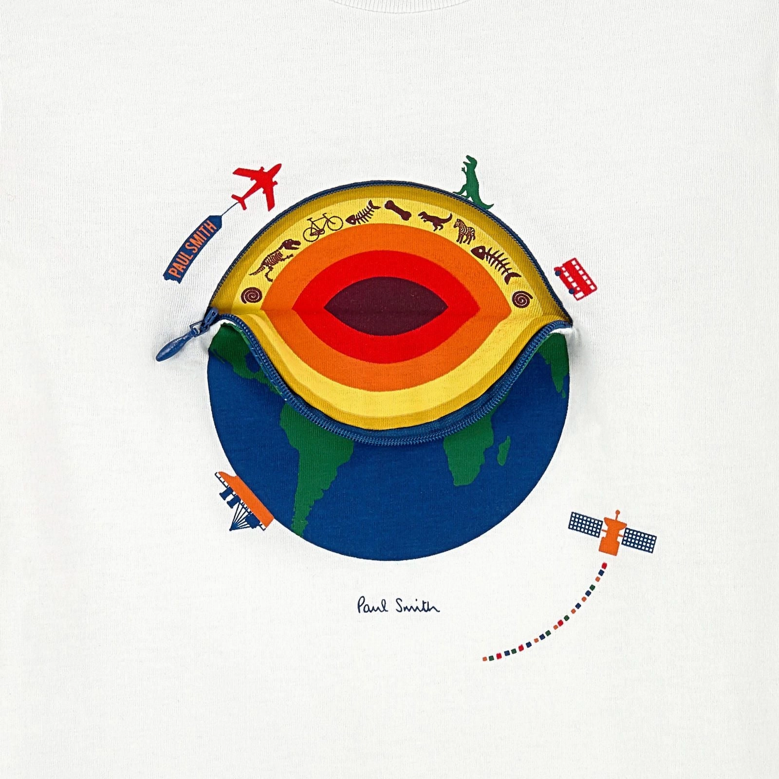 Leather look kids' wear Paul Smith Kids Earth Tee Shirt in White