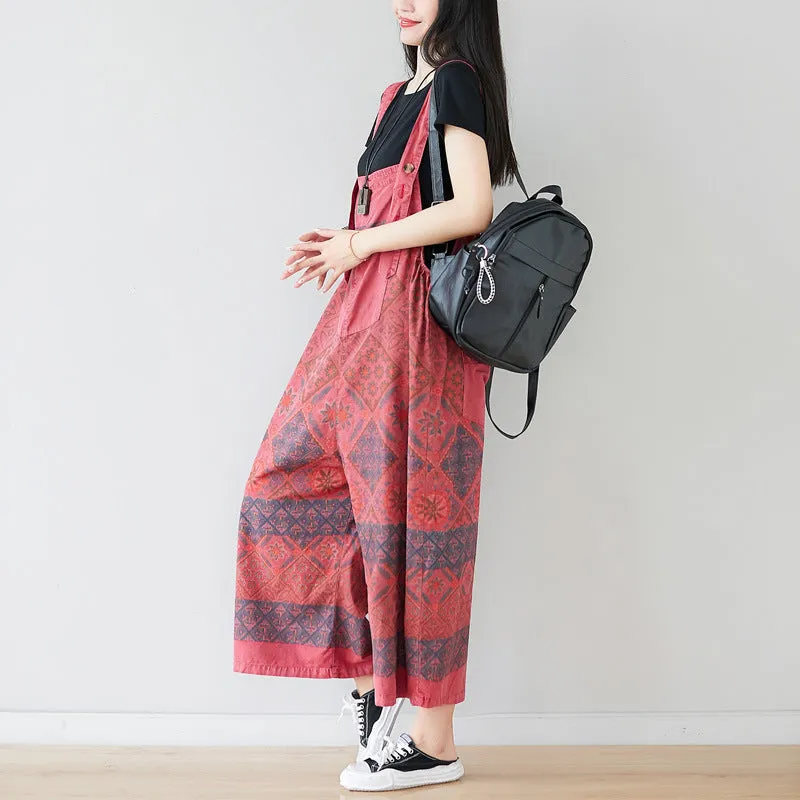 Soft Support Retro Ethic Printed Loose Strapped Pants