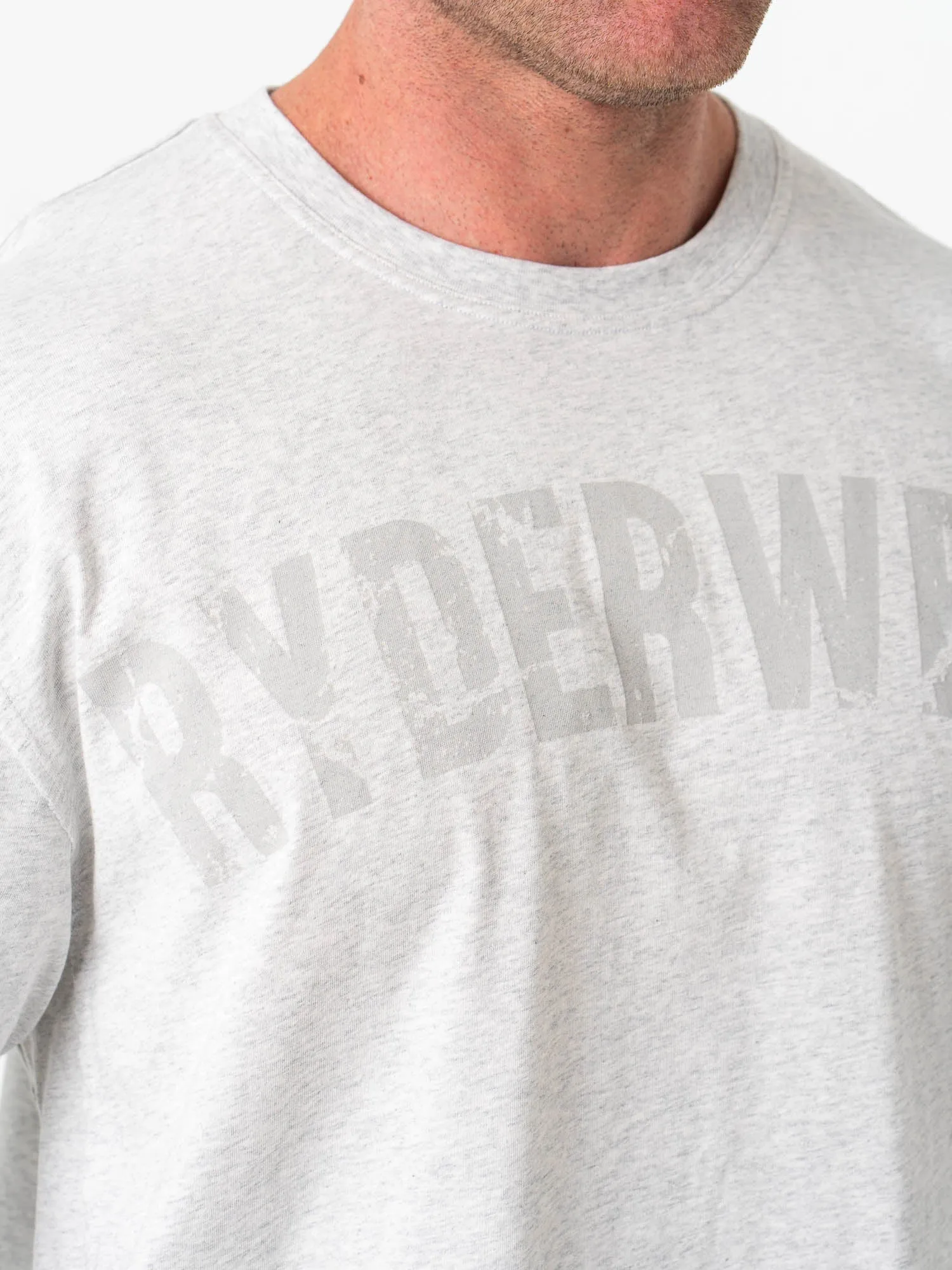 Tough Build Layered Protection Permanent Crease Retention Force Oversized T-Shirt - Chalk Grey Marl