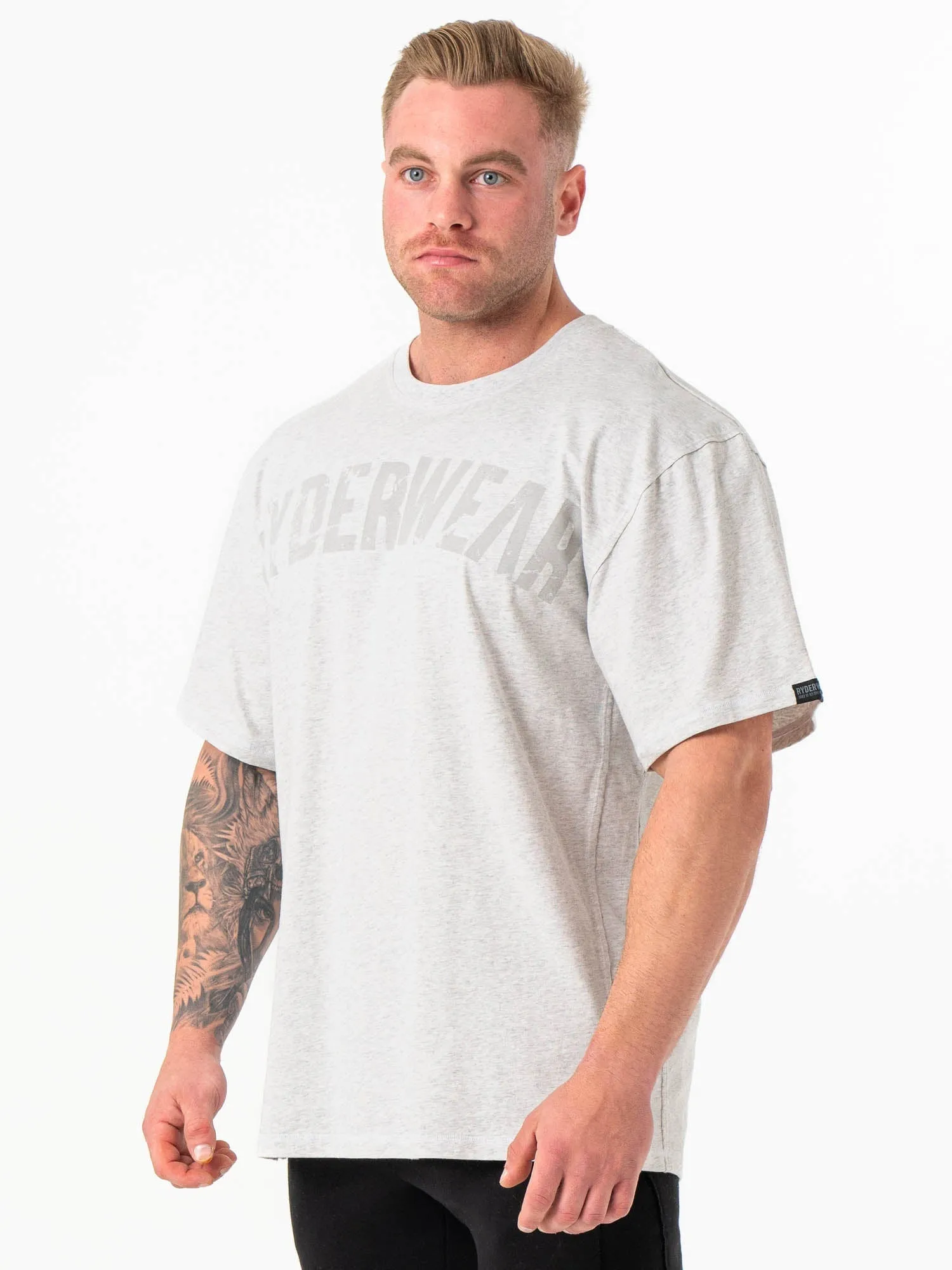 All Season Fit Button front Permanent Crease Retention Force Oversized T-Shirt - Chalk Grey Marl