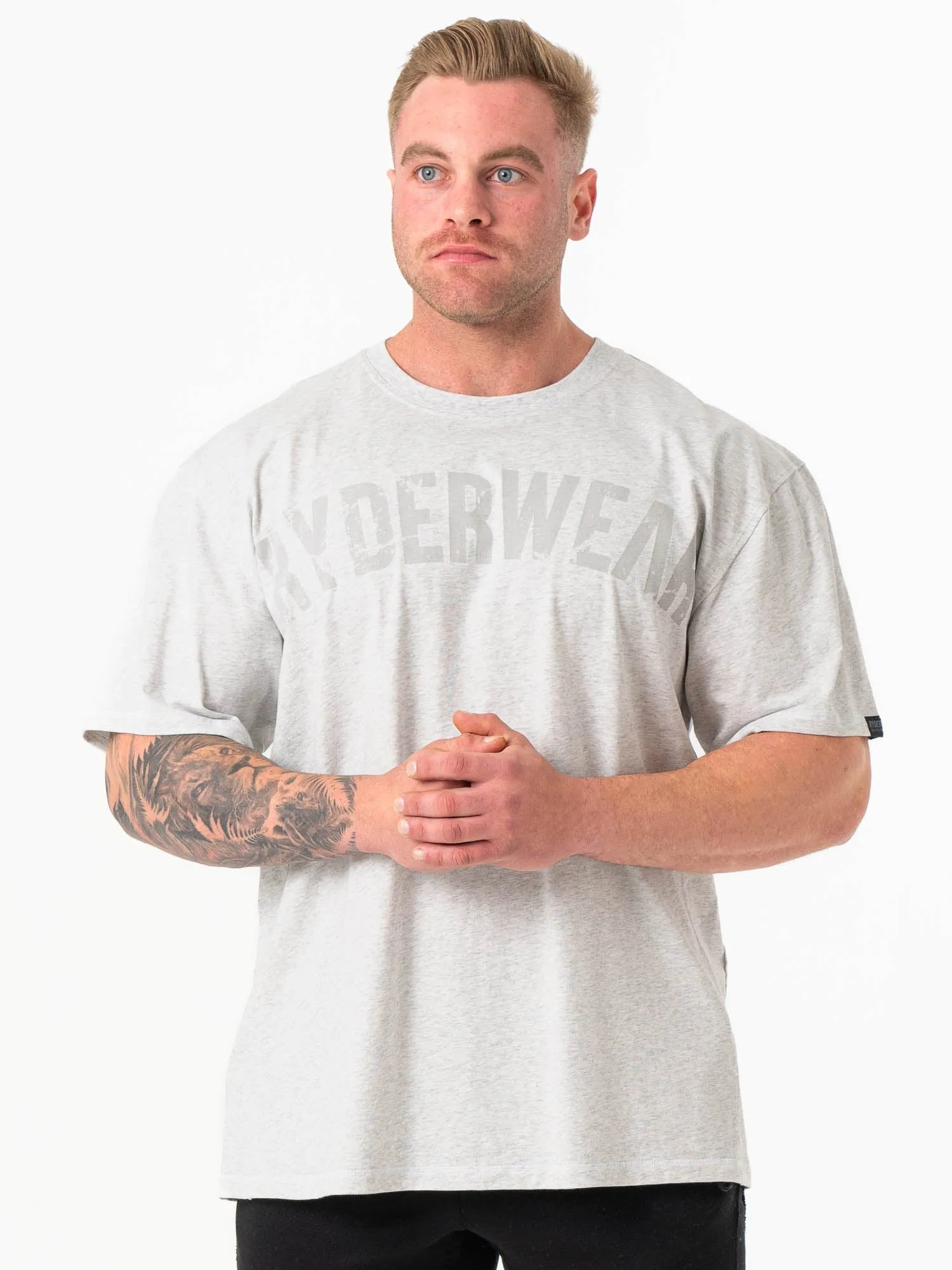 Permanent Crease Retention Force Oversized T-Shirt - Chalk Grey Marl Practical Comfort Relax Mode