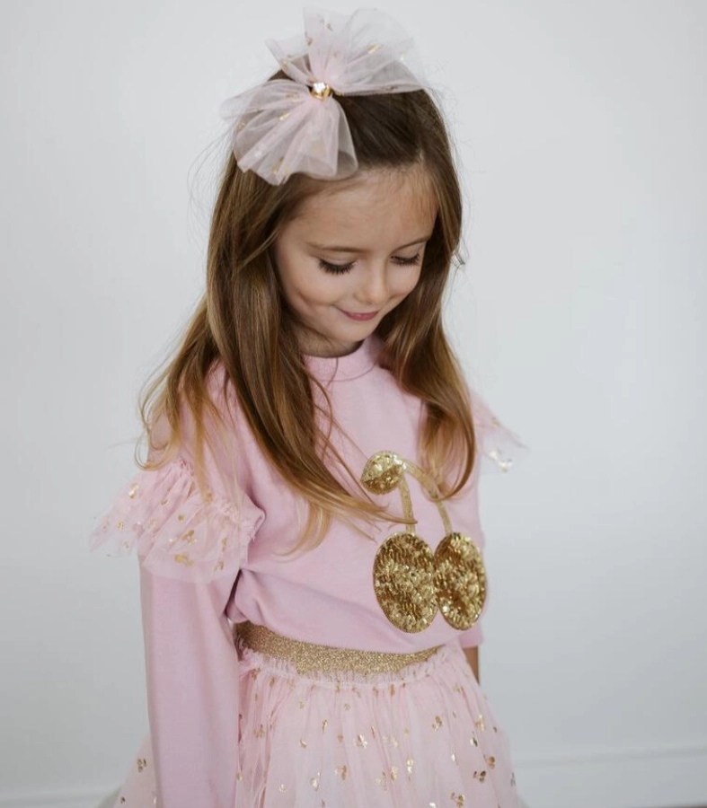 Multicolored kids' clothes Petite Hailey Girl's Cherry Sweatshirts  - Pink