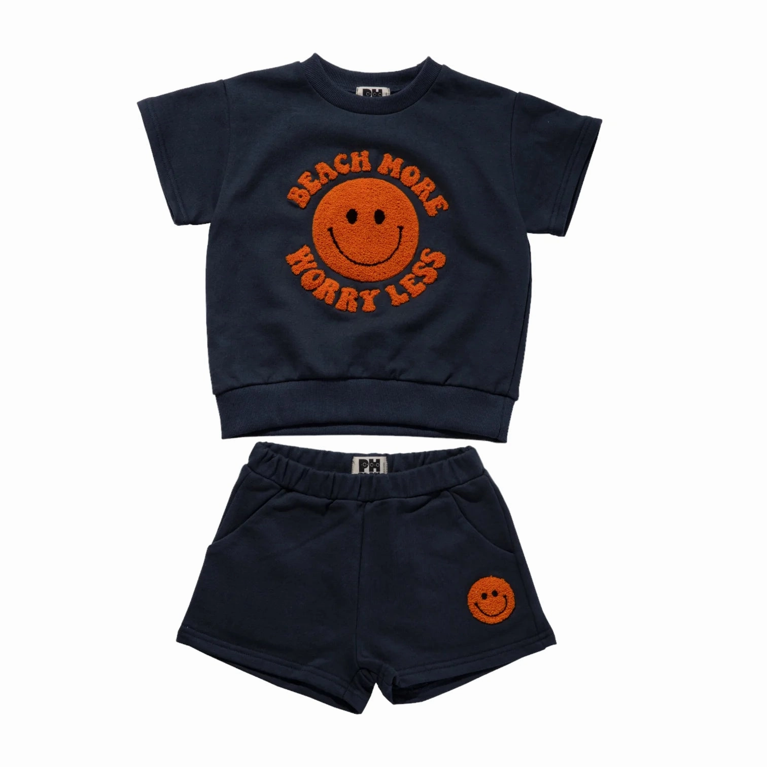 Petite Hailey Girl's Patch Sweatshirt Set - Navy Smile Plus - size Plain kids' clothes