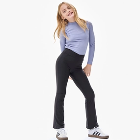 Pastel colored kids' wear Crossover Waist Flare Pants | Black