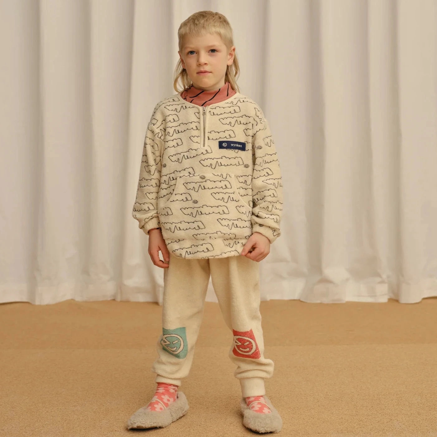 School - wear Wynken Kids Fluffy Wynken Half Zip - Ecru - 10Y/12Y