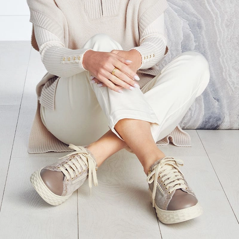 Durable Outsole Construction Bacterial Resistant Lining Petra Fur: Taupe Leather & Suede