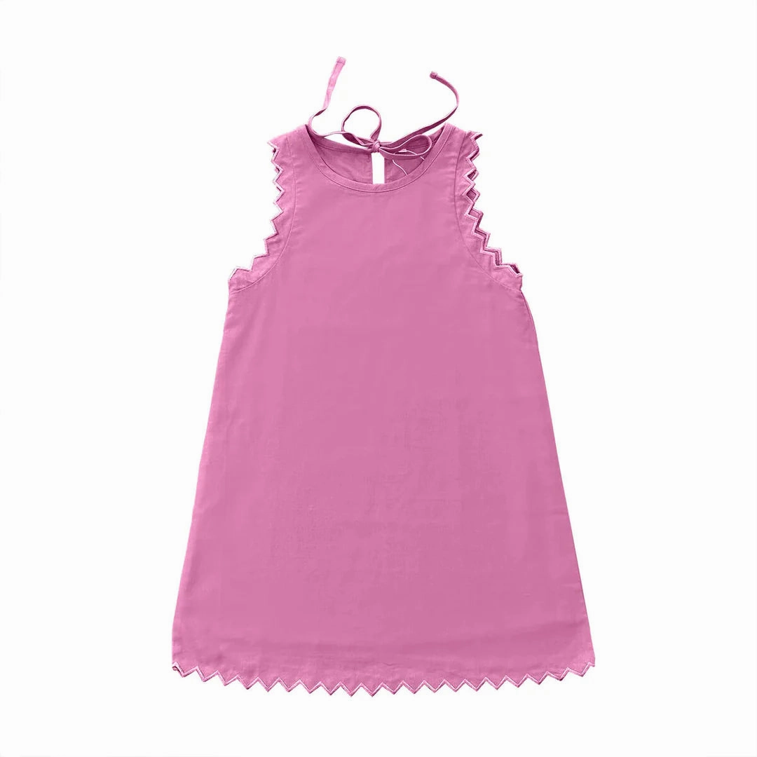 Denim Soft kids' fabrics Pink Embroidered Dress