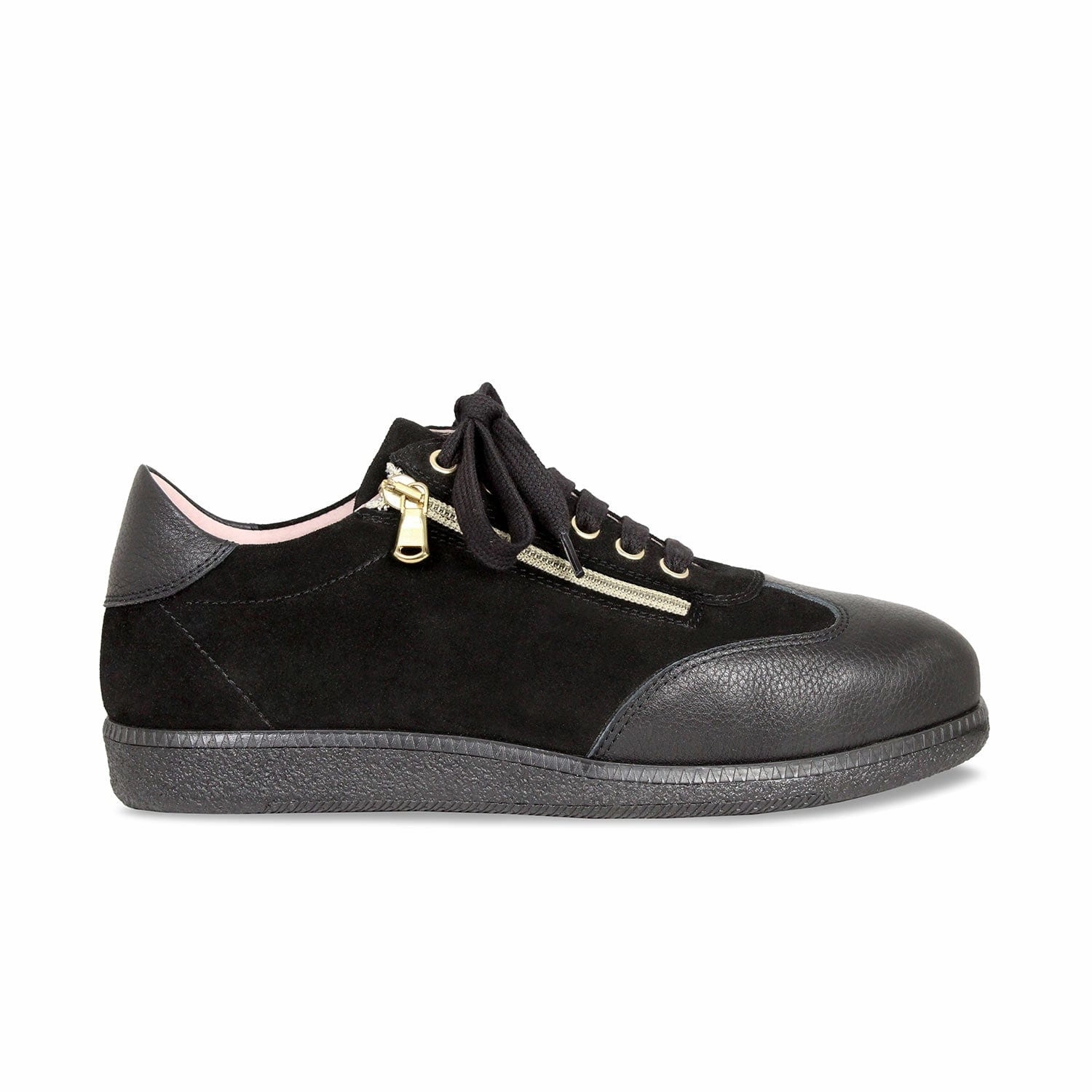 Pixie: Black Leather & Suede Soft Traction Eco Friendly Material