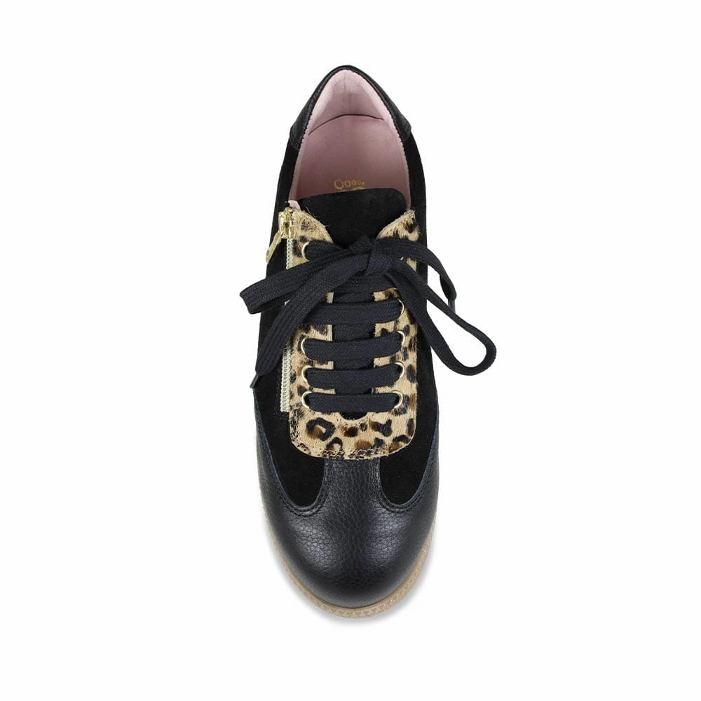 Functional Edge Bounce Walk Pixie: Black Suede & Luxe Leopard