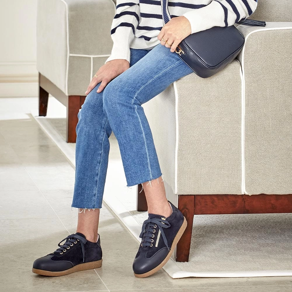 Pixie: Navy Leather & Suede Day Comfort