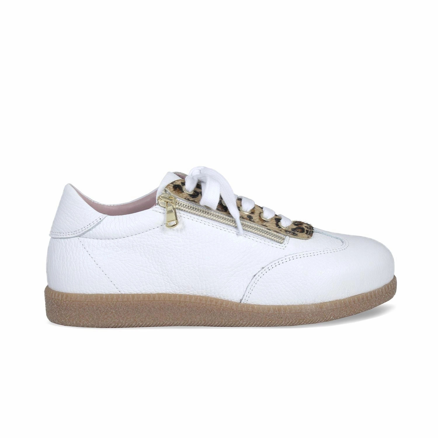 Pixie: White Leather & Luxe Leopard SoftSole RoadRunning