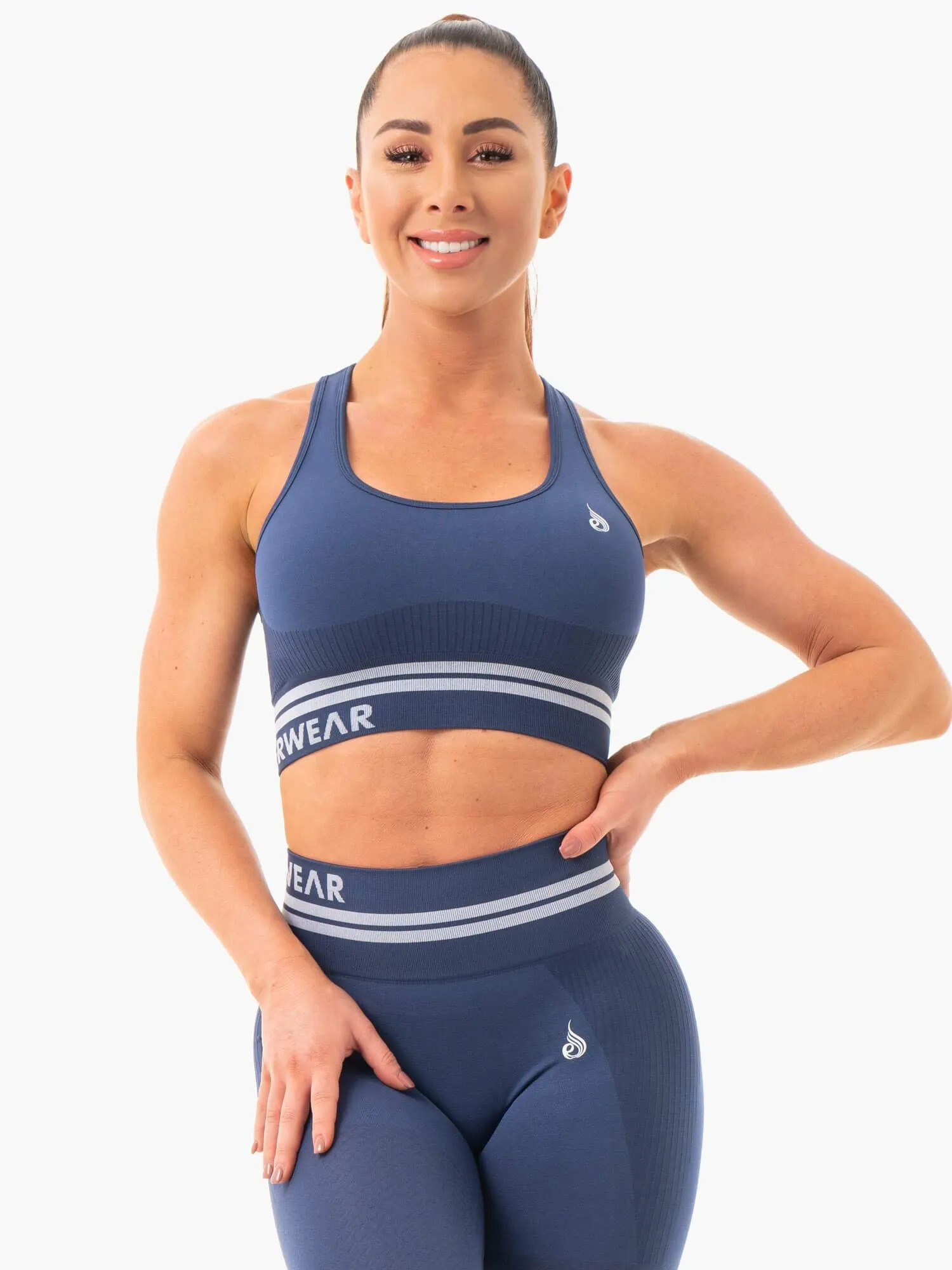 Hiking Gear Secure Support Freestyle Seamless Longline Sports Bra - Steel Blue