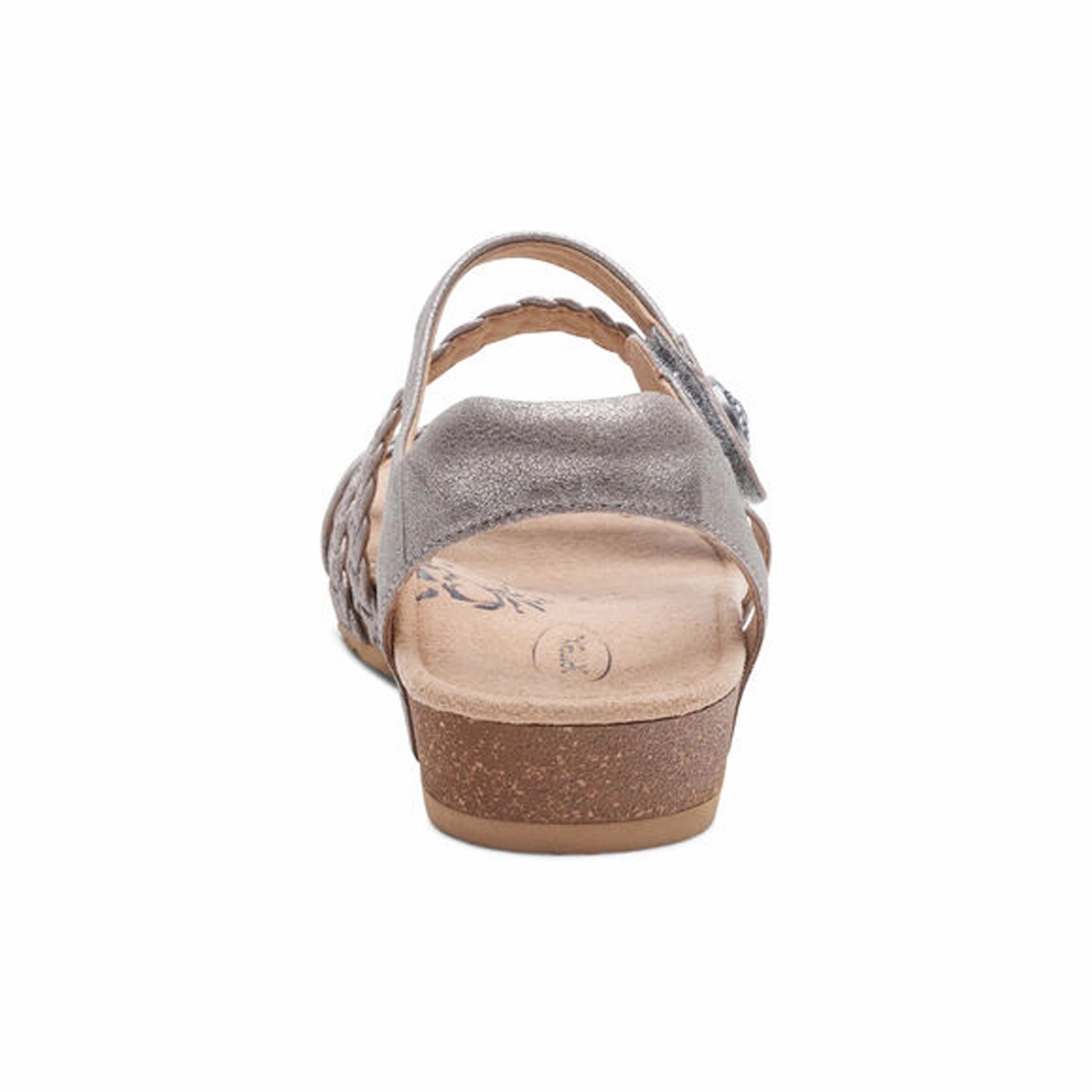 Aetrex Jillian Braided Backstrap Sandal (Women) - Brushed Silver Sandal Style