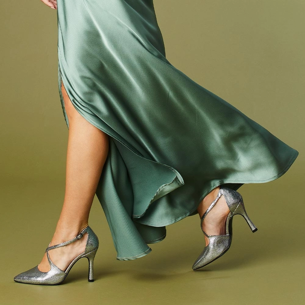 Poet: Silver Snake Print Leather Power Look