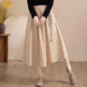 Versatile Outfit Light Moodboard Women Winter Stylish Embroidered Fleece-Lined High-Waist Skirt
