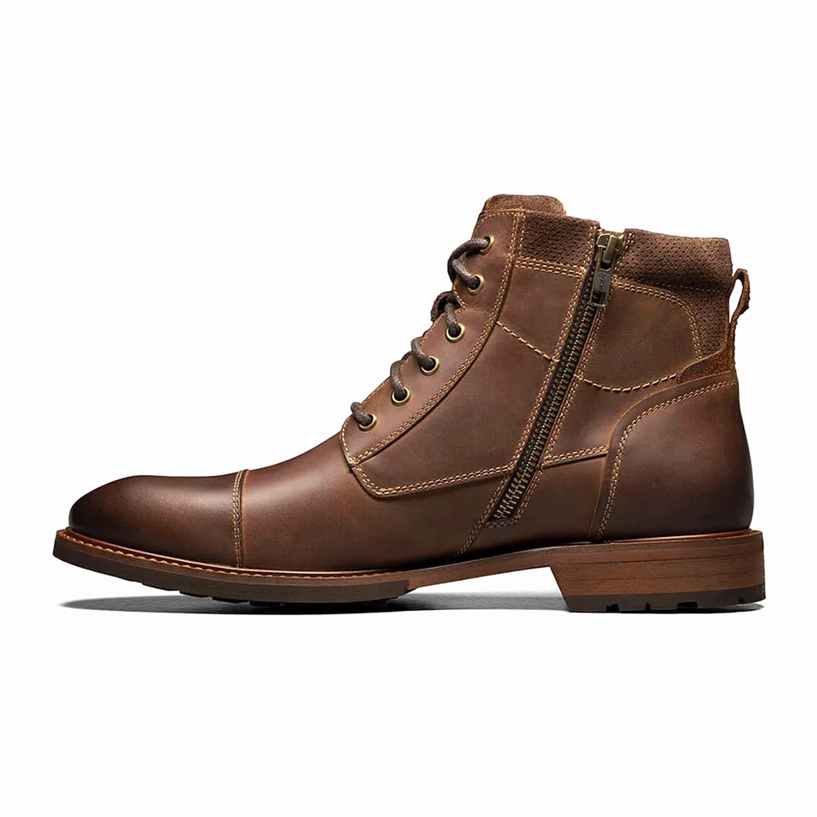 Flexible Cushioning Florsheim Lodge Cap Toe Lace Up Boot (Men) - Brown Crazy Horse