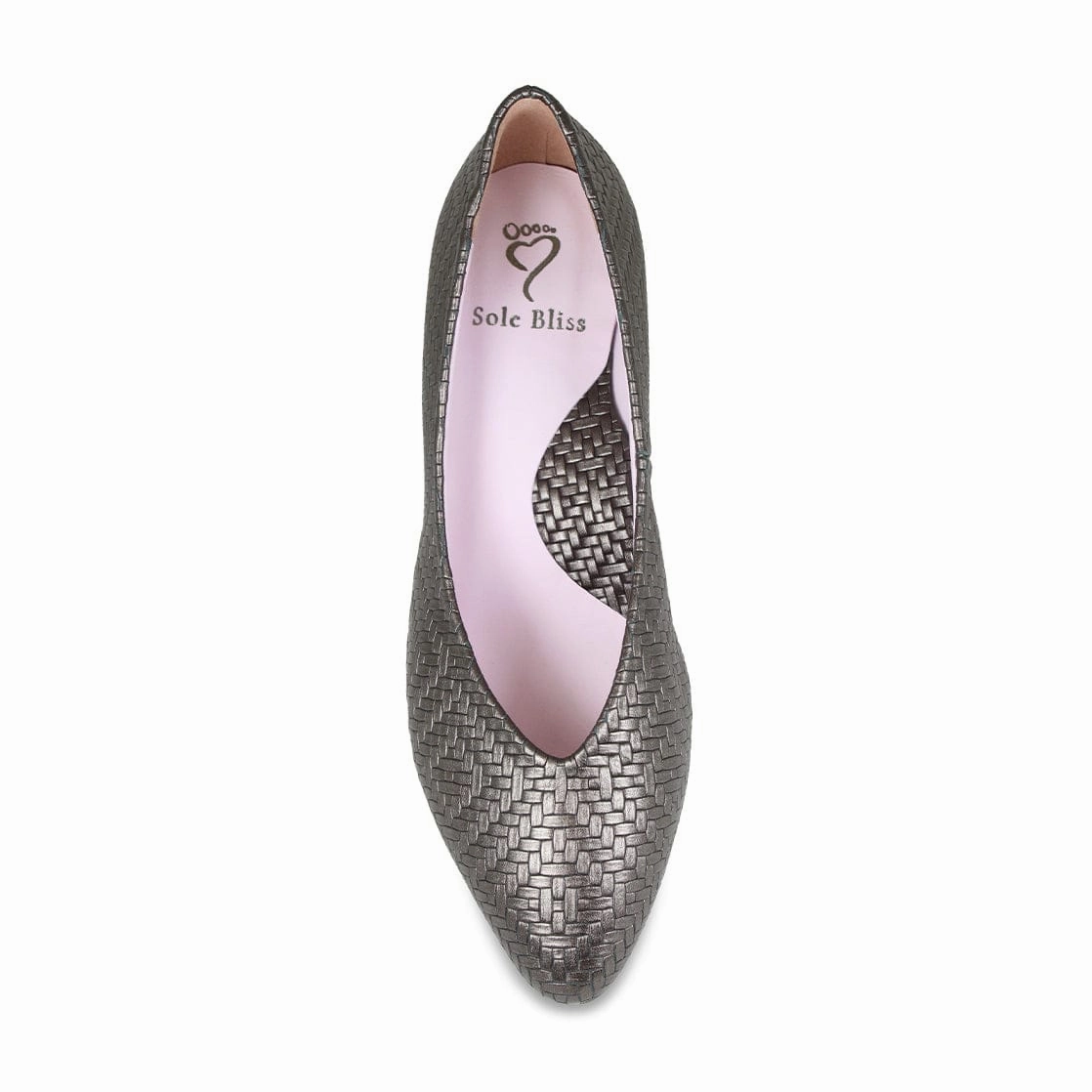 Ingrid: Bronze Weave Leather Comfortable Heels