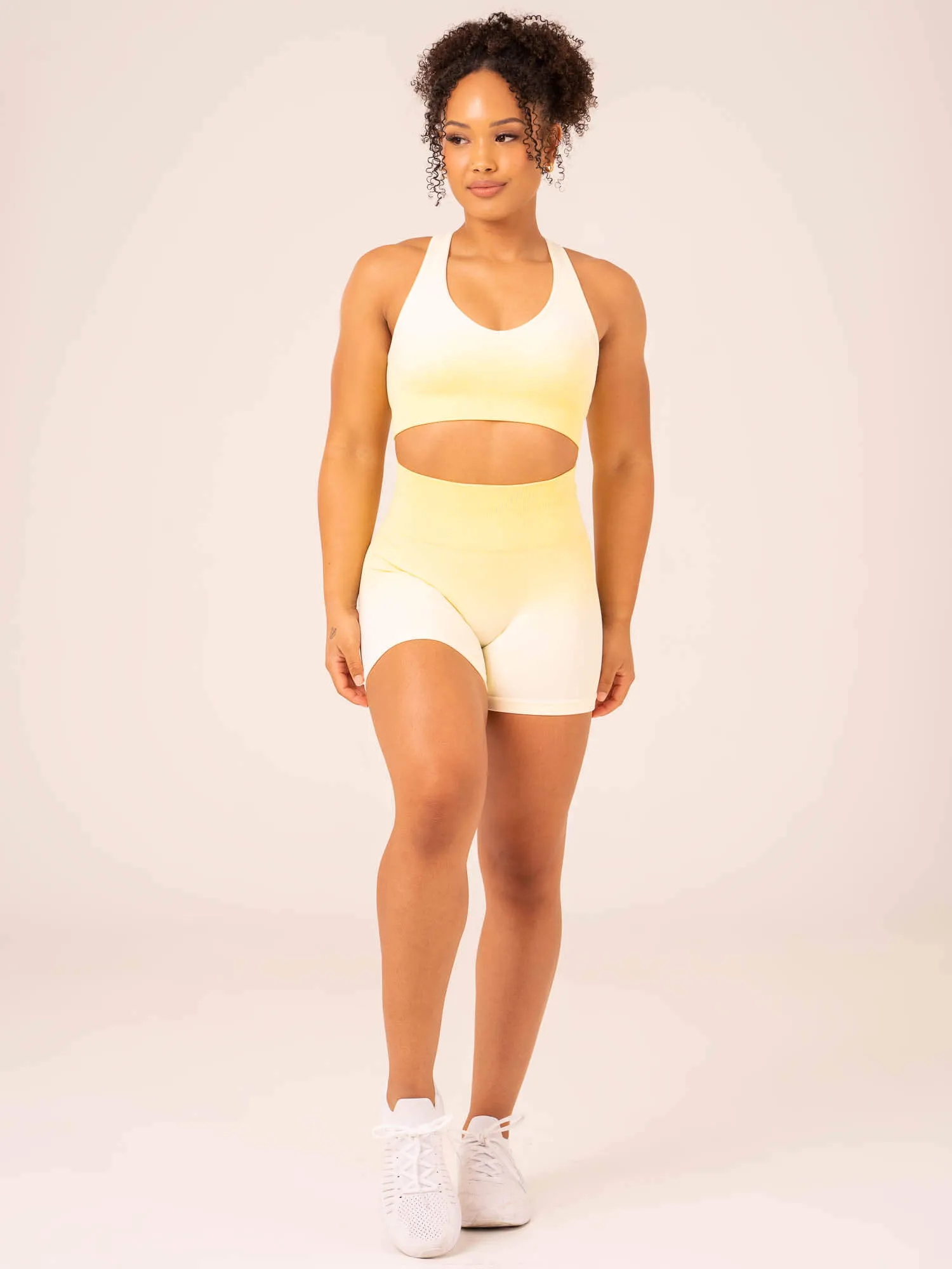 Ombre Seamless Sports Bra - Lemon Ombre High Neck