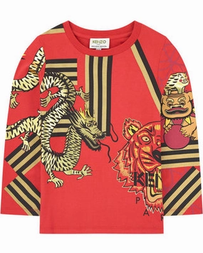 Kenzo Kids Chinese New Year Graphic Tee Velvet