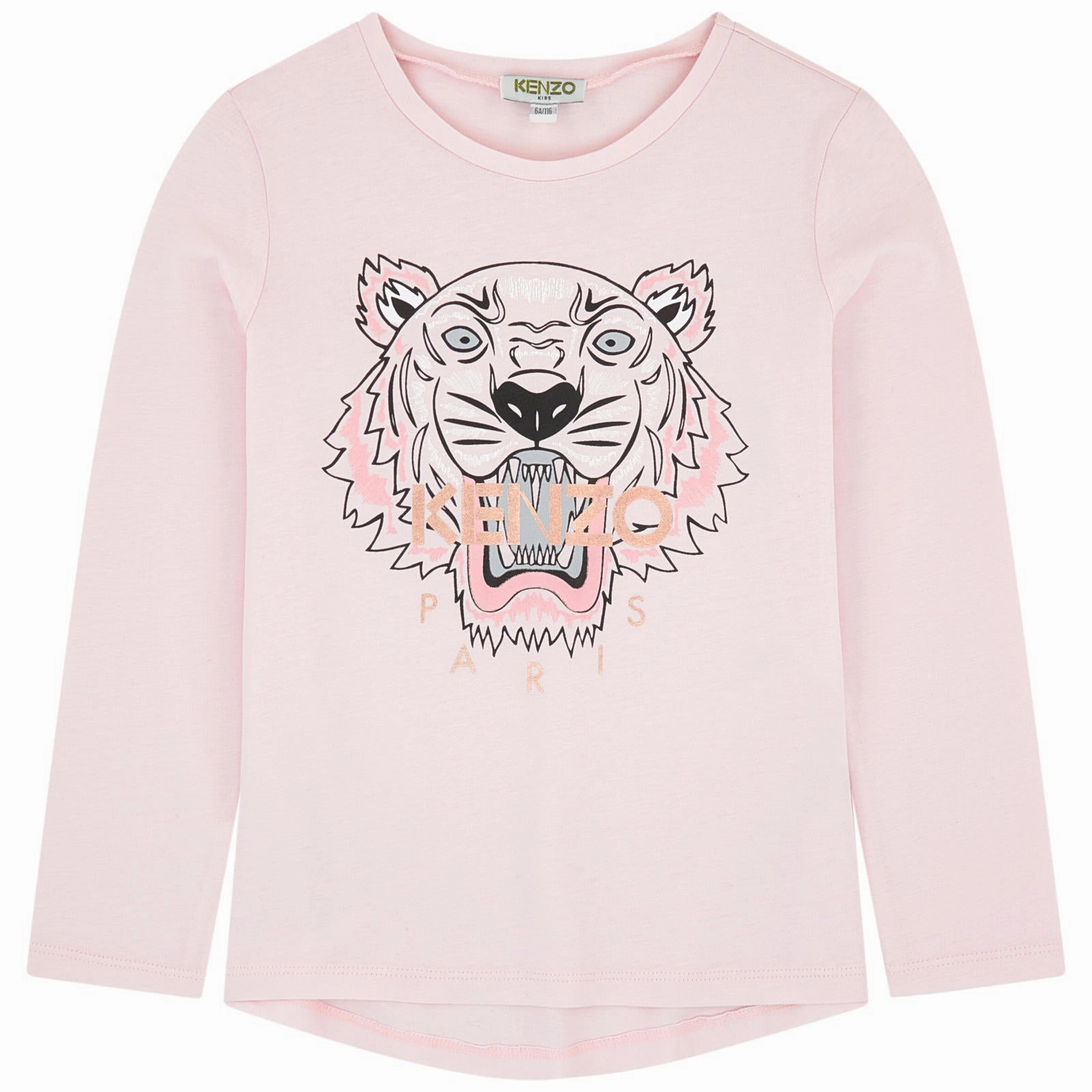 Little ones' wear Kenzo Kids Girls Pink Cotton Tiger Top