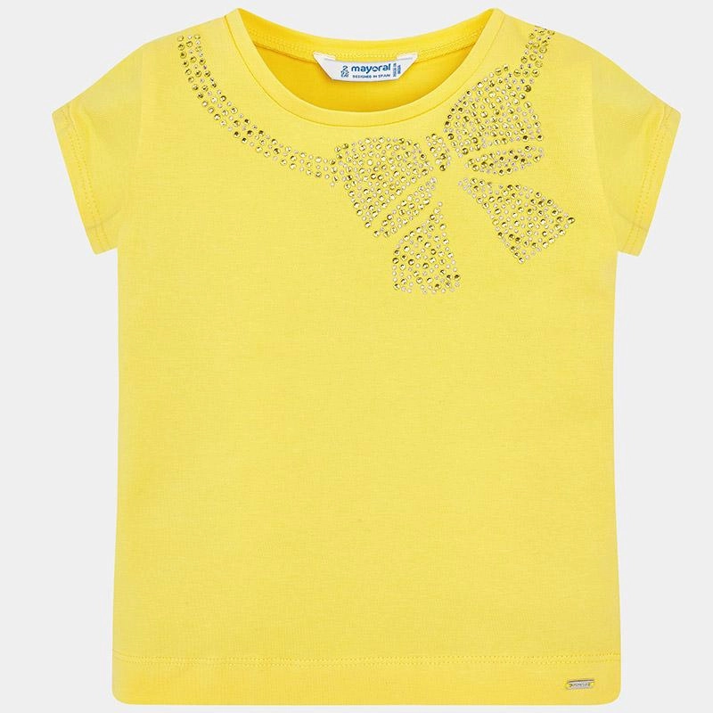 Popular Mayoral 174-084 Kids Girl Short Sleeve T-Shirt - Yellow
