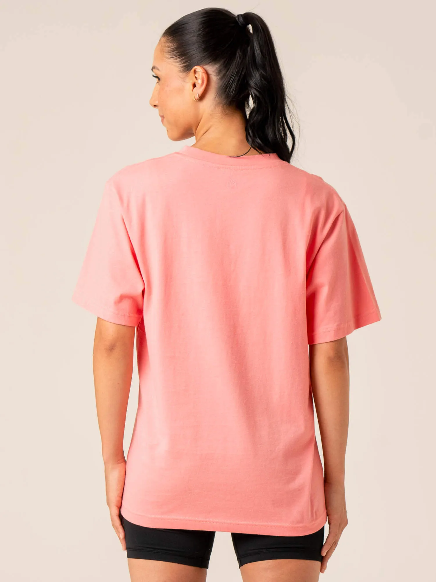 Water Based Ink Print Positive Vibes T-Shirt - Pink