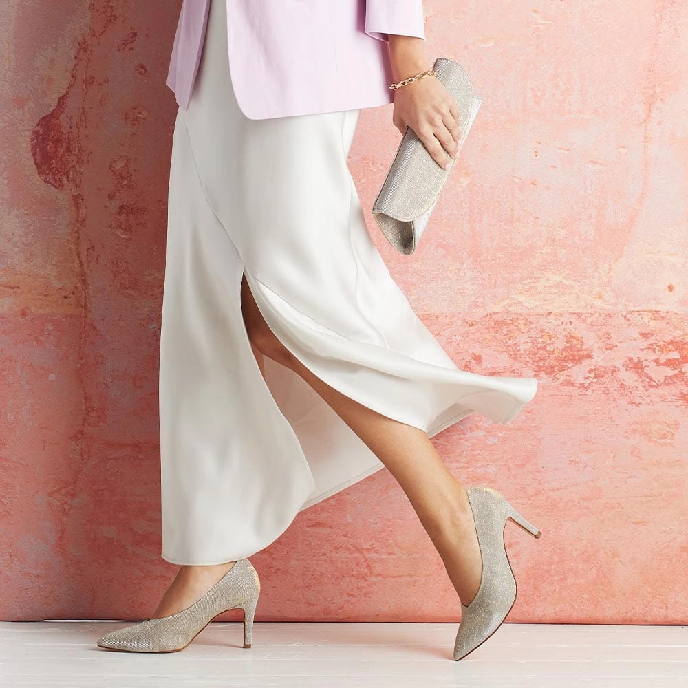 Pandora: Metallic Taupe Casual High Heel Shoes