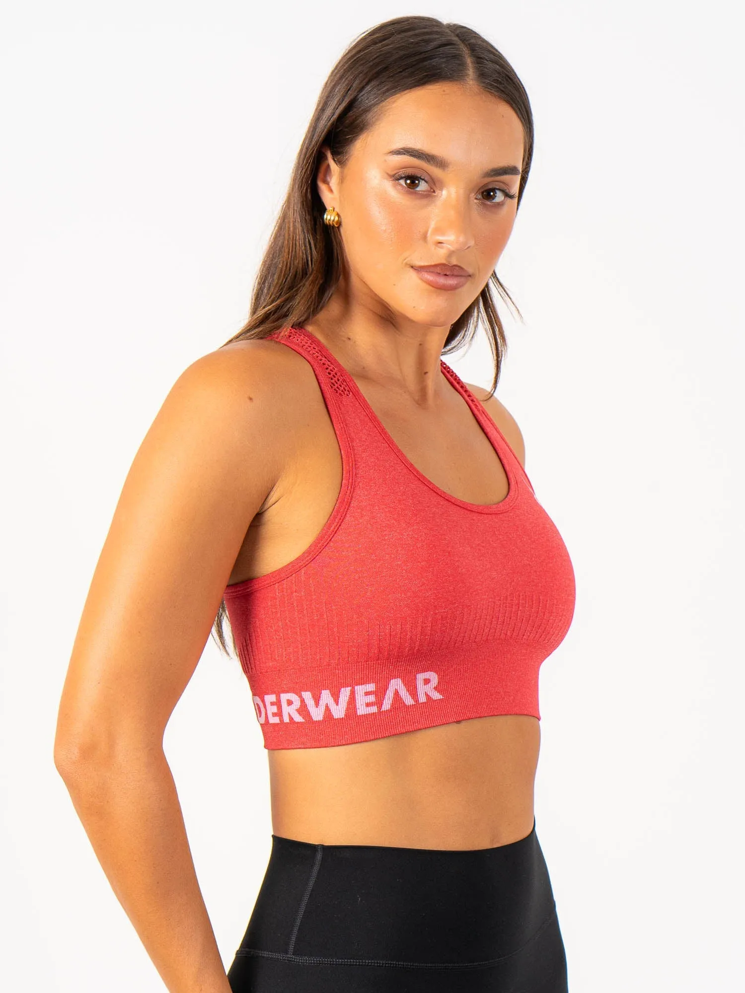 Seamless Staples Sports Bra - Red Marl Stretch seams