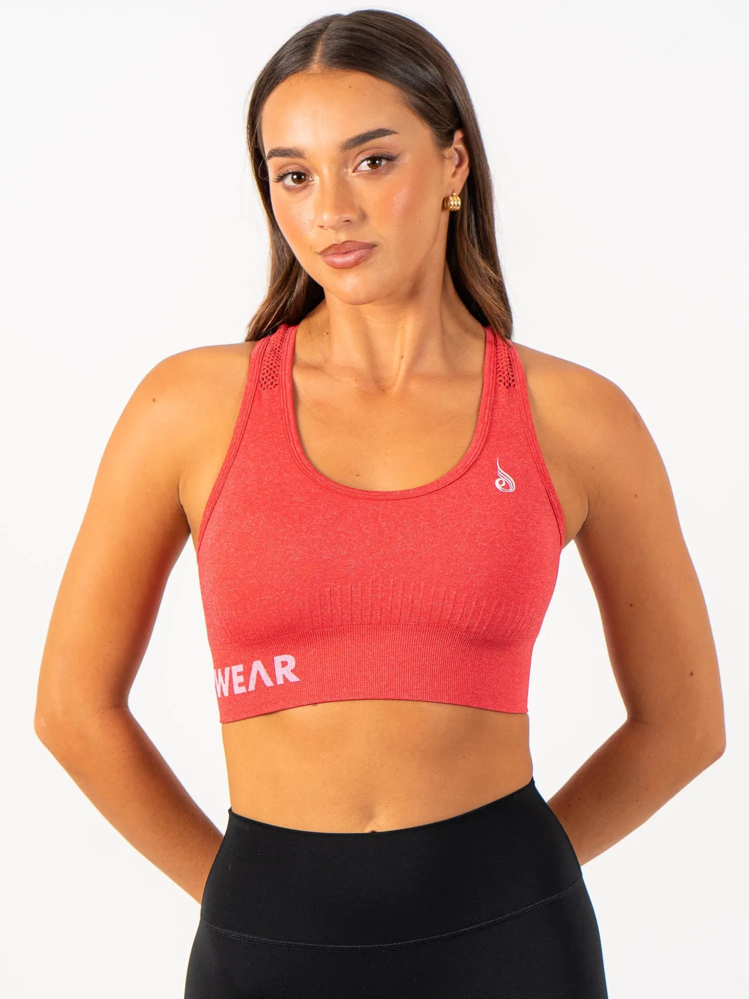 Cotton fitness wear Seamless Staples Sports Bra - Red Marl