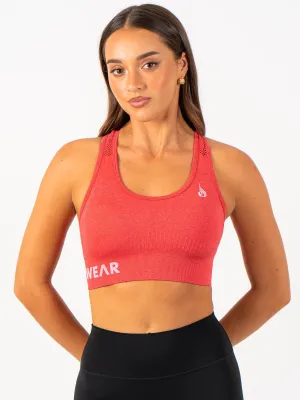 Cotton fitness wear Seamless Staples Sports Bra - Red Marl