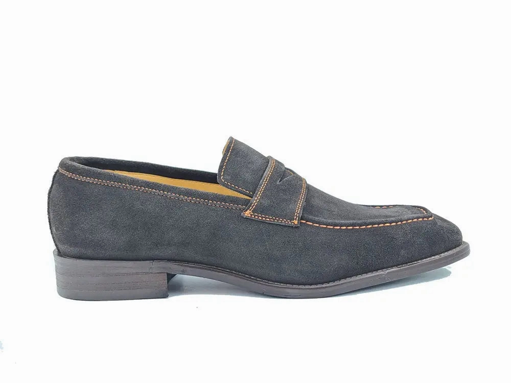 Penny Loafer en daim avec coutures de couleur contrast??e Modern Design Wide Lane