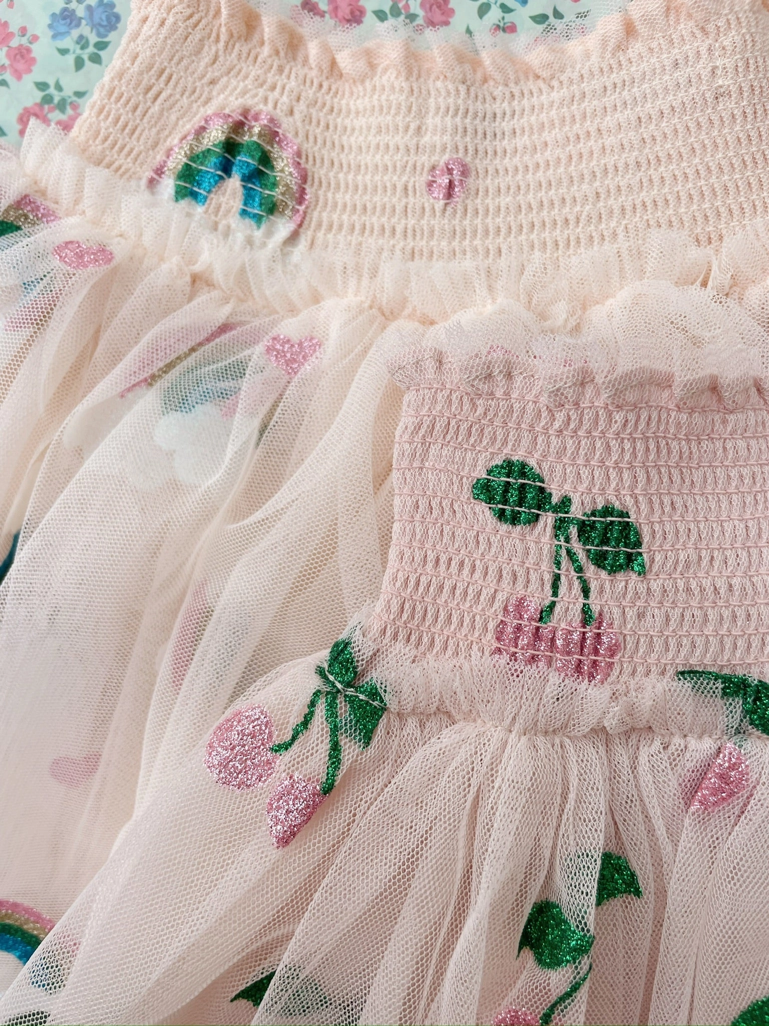 Breathable kids' wear Denim Konges Sloejd Kids Girls Tullie Smock Skirt - Rainbow Glitter