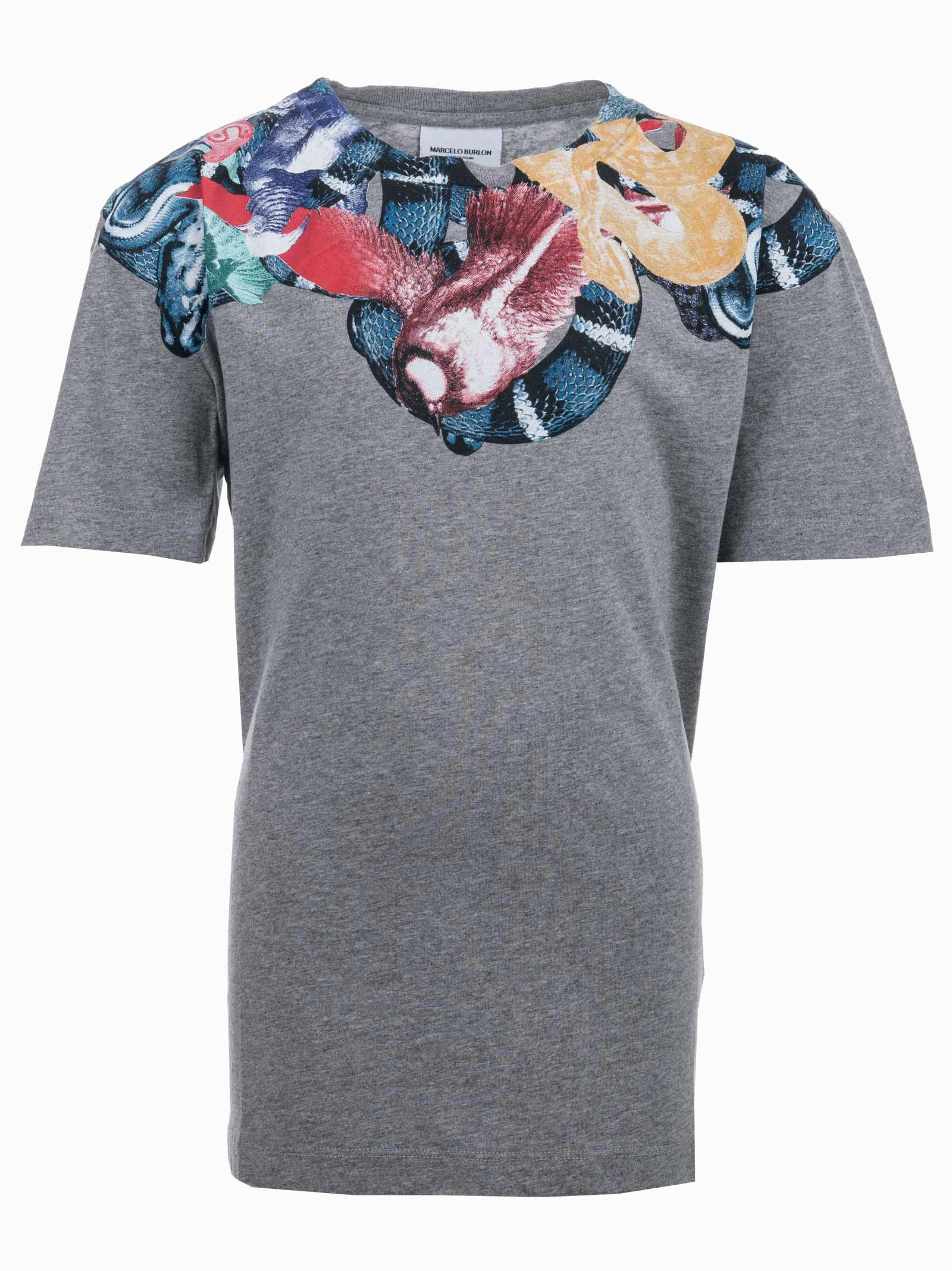 Rayon made kids' clothes School going kids' wear Marcelo Burlon Kids Boy's "Color Snake" Grey T-Shirt